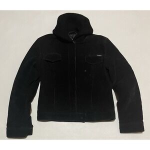 Vintage Y2K Mudd Womens Jacket Size Medium Mock Neck Corduroy Black